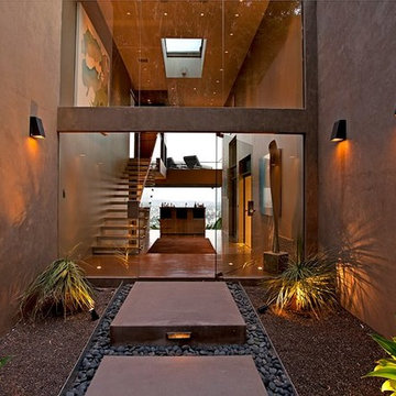 Cordell Drive Hollywood Hills modern home front entrance landscape design & foye