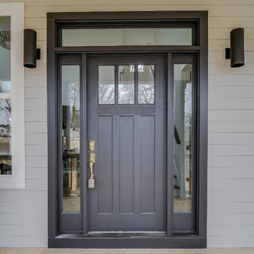 Craftsman Charm Exterior - Sherwin Williams Black Magic Door with Polish Brass H