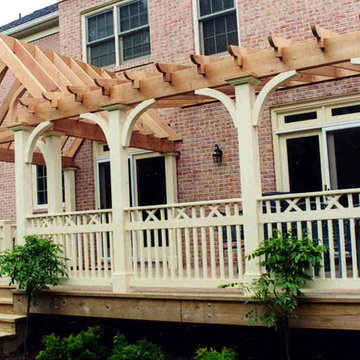 Custom Arbor with Deck Railing and Wooden Porch