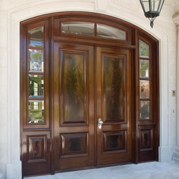Custom Arched Double Entry Door with Beveled Glass