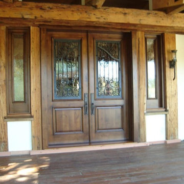Custom Double Door with Iron & Glass