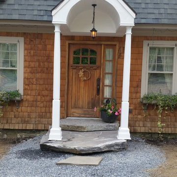 Custom front porch with slate step