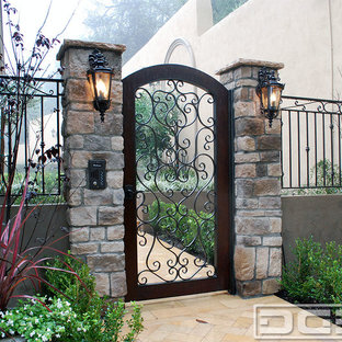 Custom Mediterranean Scroll Iron Gate With Wood