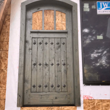 Custom stained green rustic door
