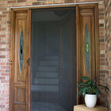 Custom Wood Entry Door Retractable Screen System