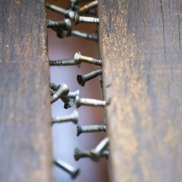 Detail of antique wood bench