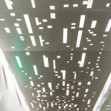 Detail of light panels in long corridor