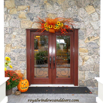Double Entry Door System, Fiberglass with Wrought Iron ,Royal Entry Door Systems