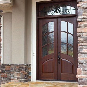 Double Mahogany Door With Transom