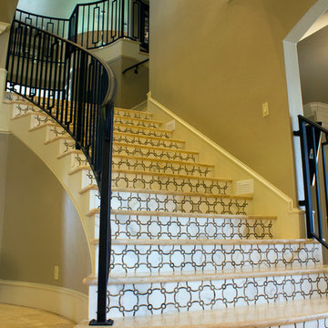 Dramatic Staircase with Patterned Tile
