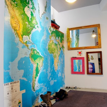 Entrance with World Map Wallpaper