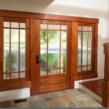 Entry Doors - Beautifly constructed wooden single with decorative glass and fini