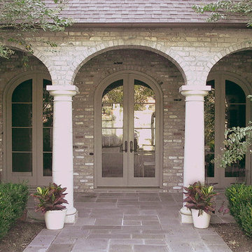 Entry from Patio with Macedonia Limestone Columns