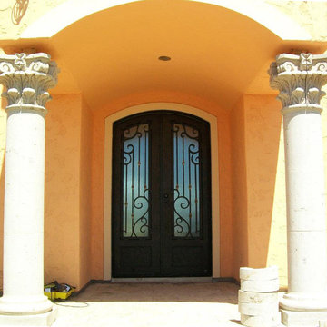 Entry Iron Door and Cantera Columns