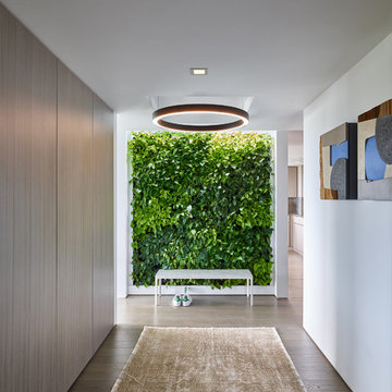 Entry way with a green wall.