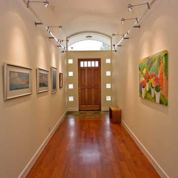 Entry with Barrel Vaulted Ceilings and Glass Block