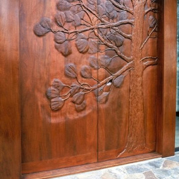 Entryway, Hand-carved Wood and Glass