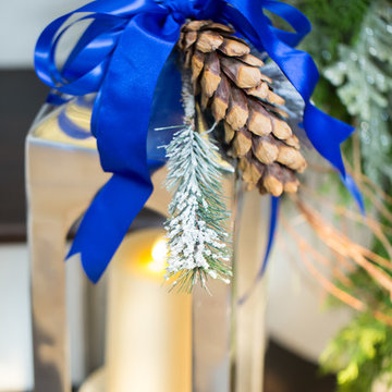 Entryway, White and Blue Christmas Decorations