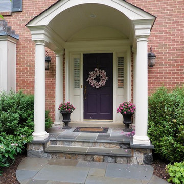 Formal Entry Portico with Stone Porch, Landing and Walkway