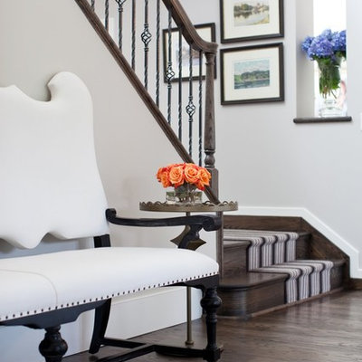 Example of a transitional foyer design in Baltimore with gray walls