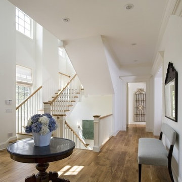 Foyer with French White Oak Floors and Millmade Staircase