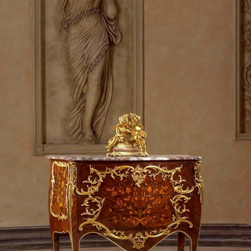 François Linke French Louis XV Rococo style marquetry & Rocaille ormolu Commode