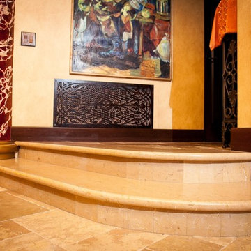 French Leathered Limestone Steps, Versailles Pattern