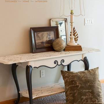 French Poem Stenciled Sofa Table