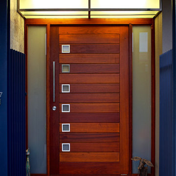 Front Entry.  Front Door.  Timber Door.  Contemporary Home.