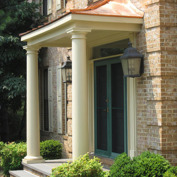 Front Portico with Copper Roof and Tapered Columns