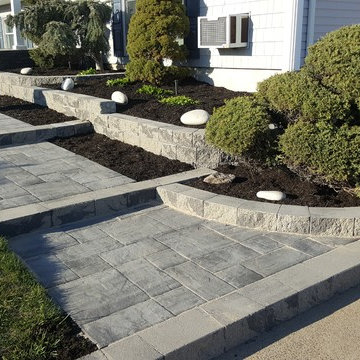 Front walkway and retaining wall