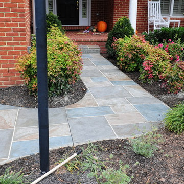 Front walkway with Multi-Color & grouted stamped concrete