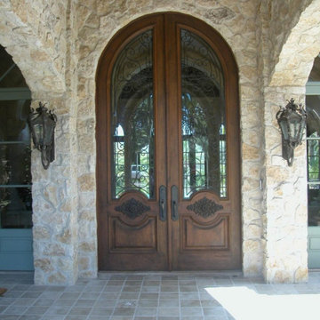 Glass and wood front door