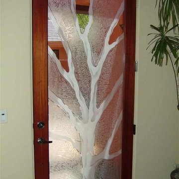 Glass Doors - Frosted Glass Front Entry Doors - Barren Branches 2D