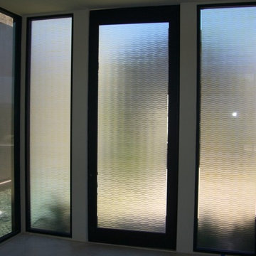 Glass Doors - Frosted Glass Front Entry Doors - GOLDEN WAVES 3D W/ COLOR