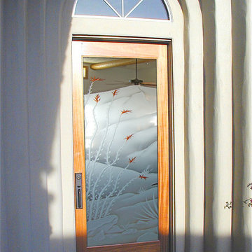 Glass Front Doors - Glass Entry Doors Sandblast Frosted - Ocotillo Blooms 3D