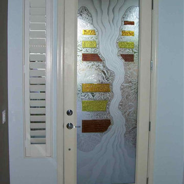 Glass Front Doors - Glass Entry Doors Sandblast Frosted - Triptic Brown 3D