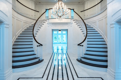 Classic foyer in New York with white walls.