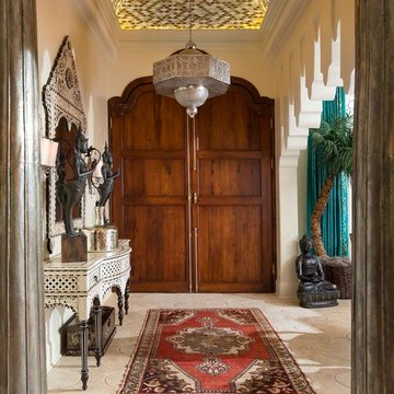 Grand Foyer with Vintage Turkish Oushak Rug