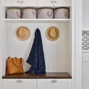 Design ideas for a beach style entryway in Brisbane.