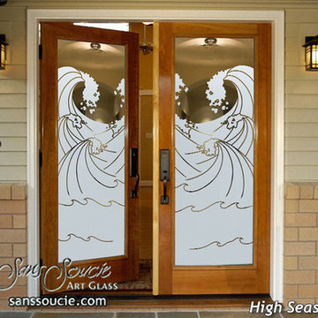 High Seas Frosted Glass Front Doors - Exterior Glass Doors - Glass Entry Doors
