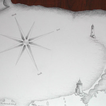 Housefox Design - Nantucket Map. Pencil on painted floor.