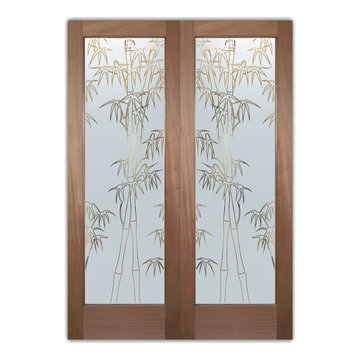 Interior Glass Doors - Obscure Frosted Glass BAMBOO SHOOTS PS PAIR
