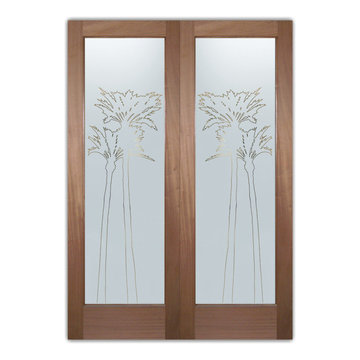 Interior Glass Doors - Obscure Frosted Glass PALMS GLEAMING PS PAIR