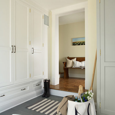 Inspiration for a timeless slate floor mudroom remodel in Minneapolis