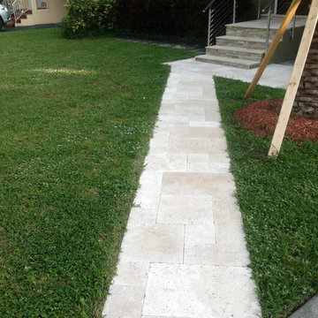 Ivory Travertine Walkway Tiles and Pavers - Natural Stone
