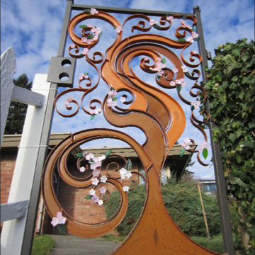 Japanese cherry tree garden gate