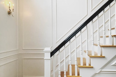 Inspiration for a mid-sized transitional staircase remodel in Boston