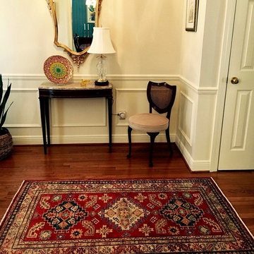 Kazak Oriental Rug brings elements of geometric design and jewel tones...