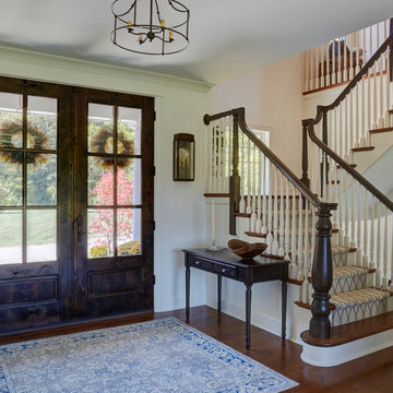 Knotty Alder Double Front Entry Doors and Staircase